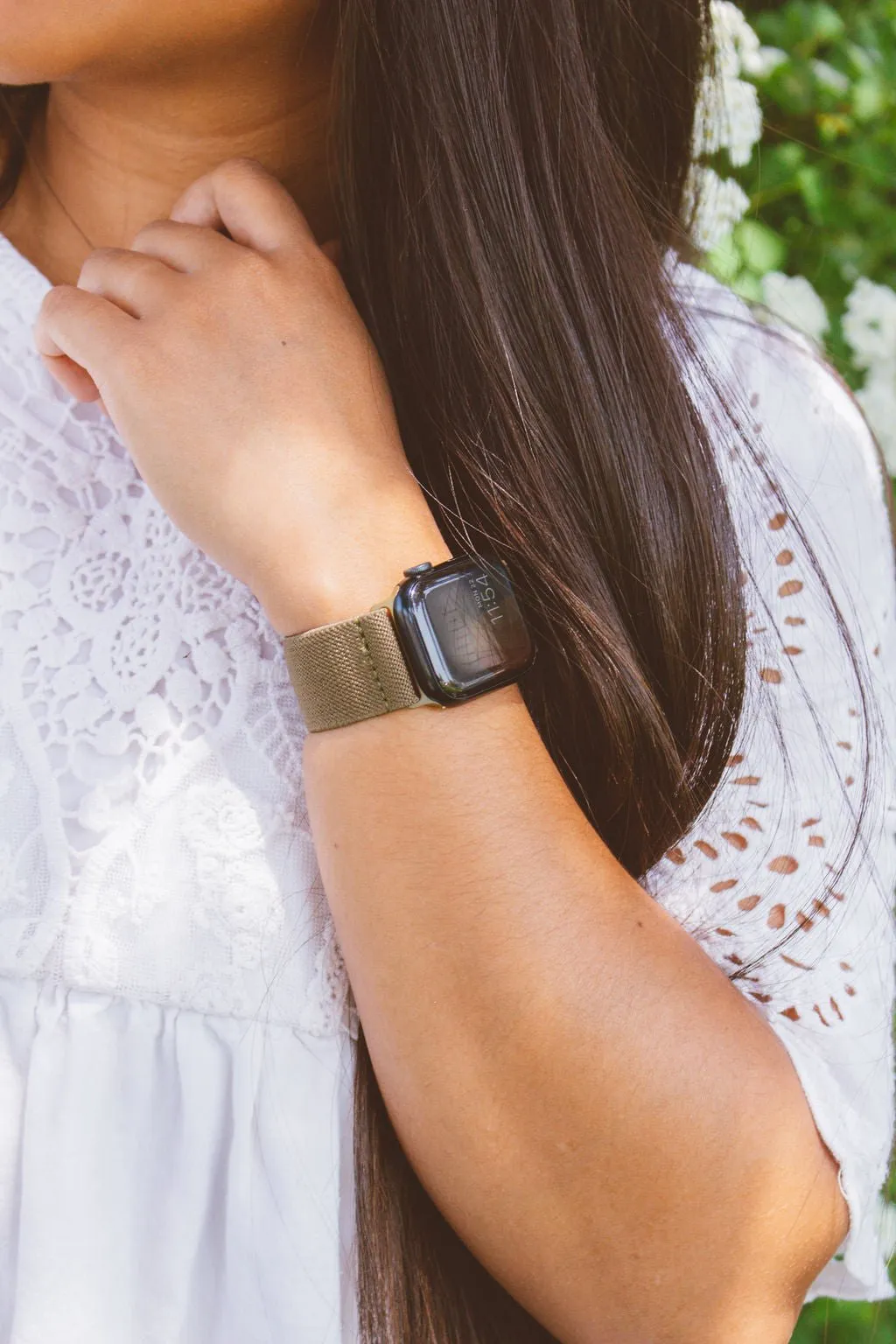 Army Green Adjustable Elastic Watch Band