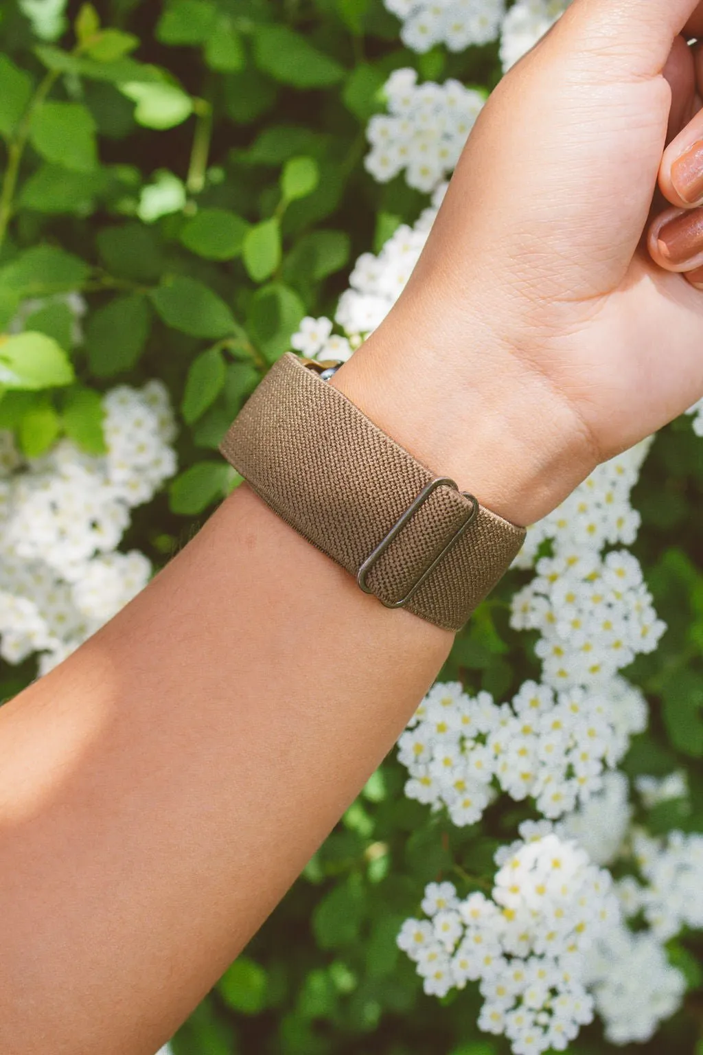 Army Green Adjustable Elastic Watch Band