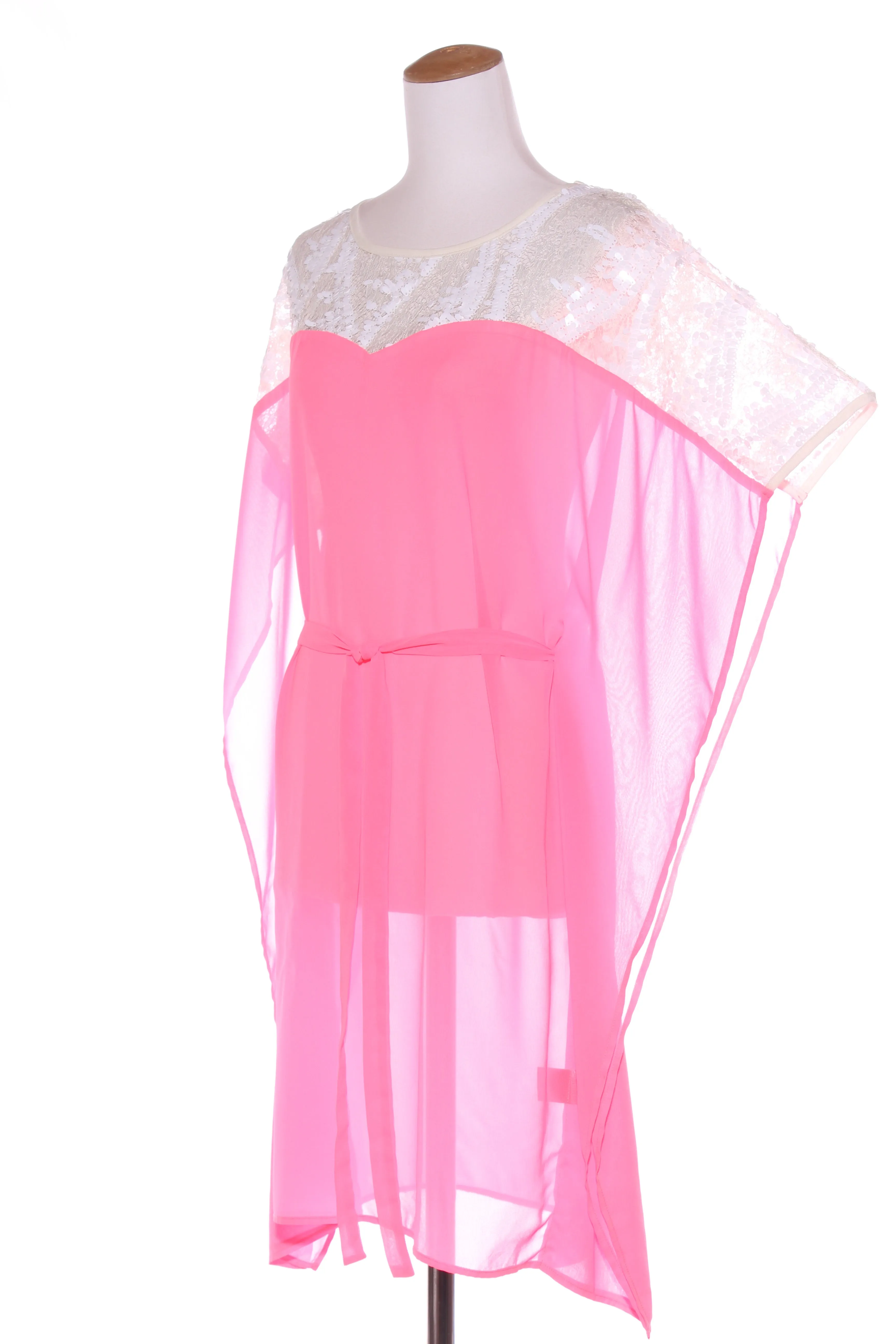 AUGUSTINE - Sequin   lace detail neon pink dress! 8-10