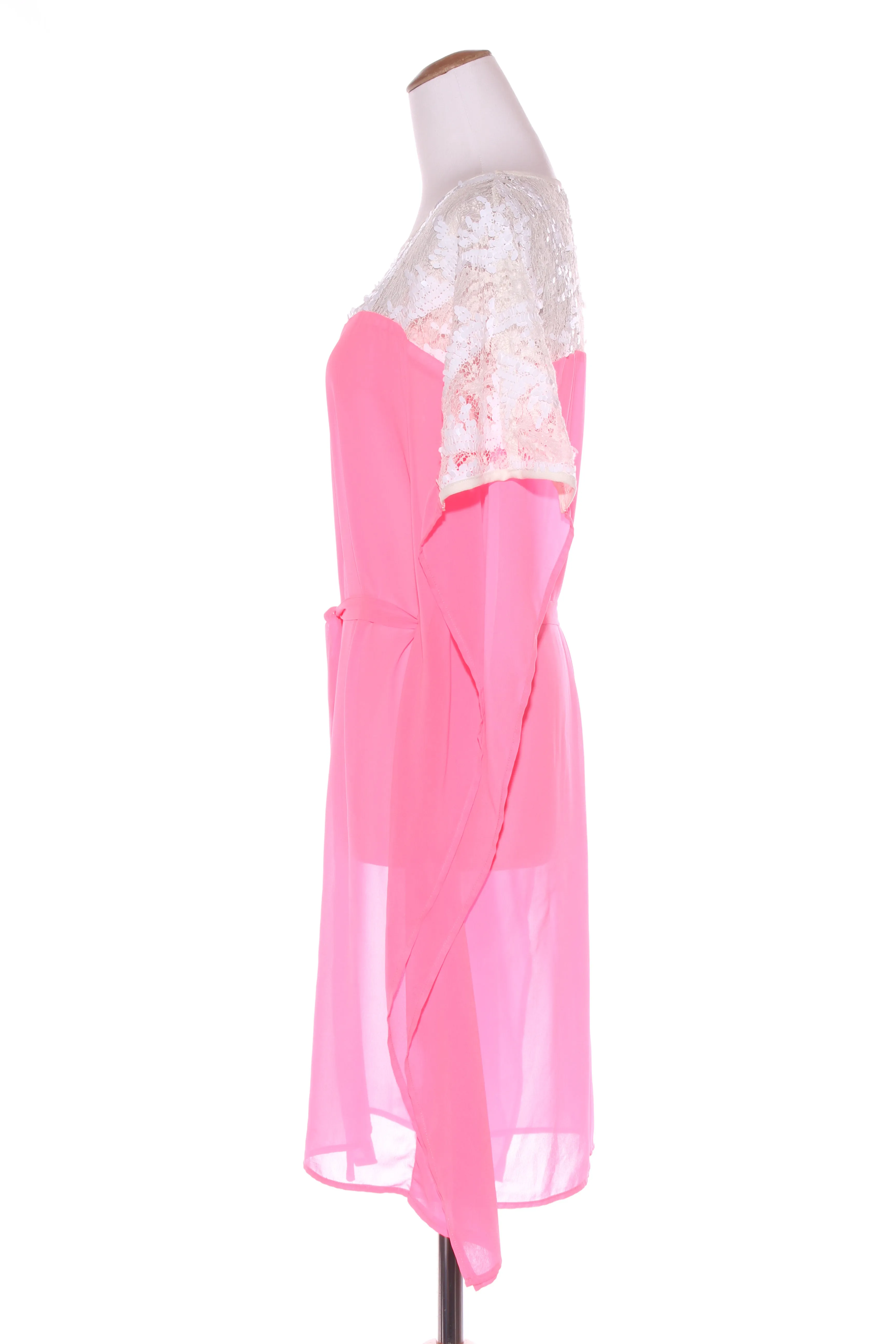 AUGUSTINE - Sequin   lace detail neon pink dress! 8-10