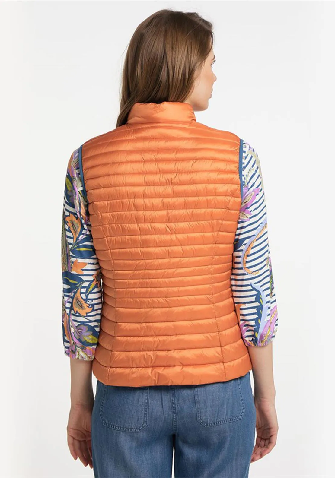 Barbara Lebek Reversible Short Gilet, Orange & Blue
