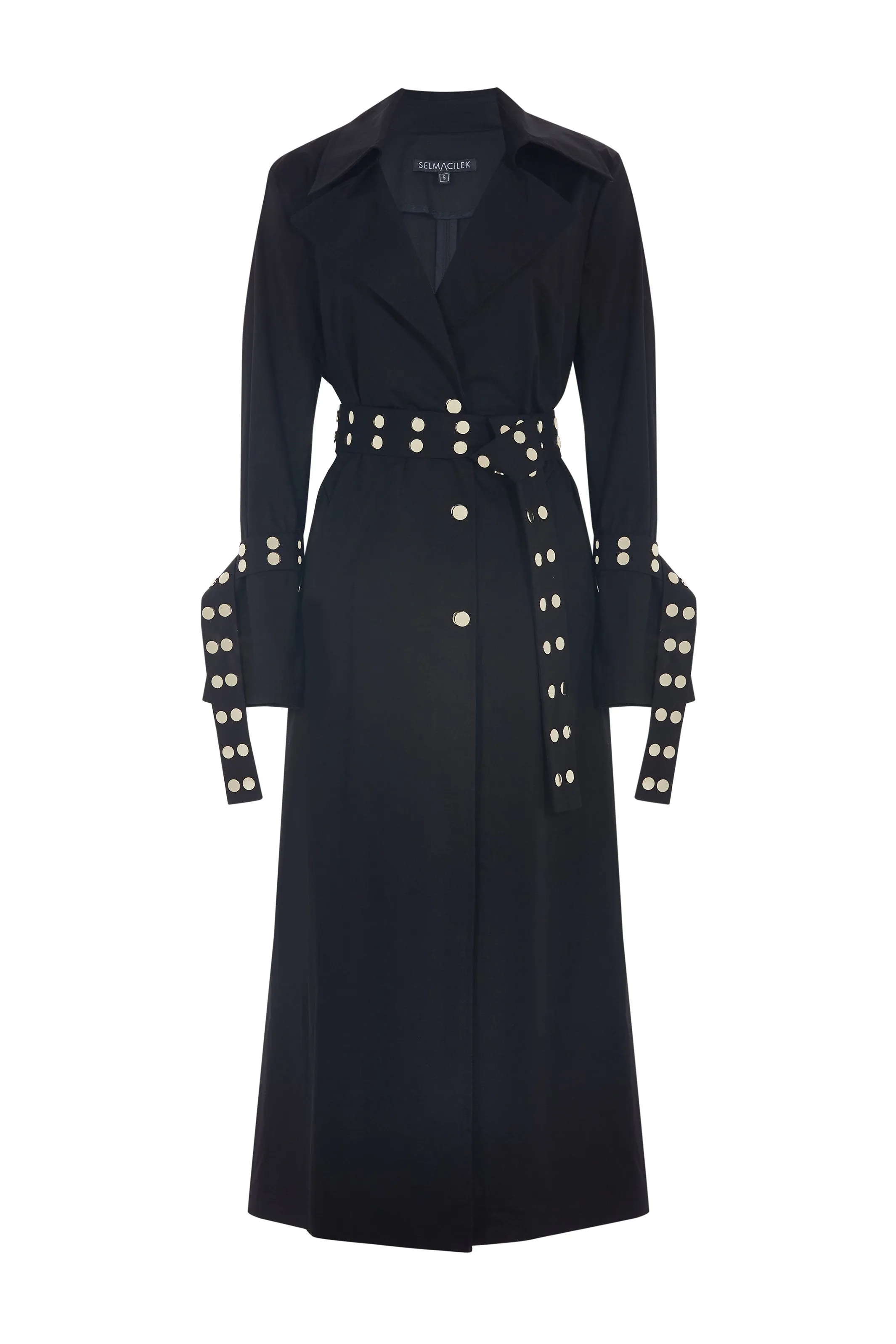 Black Shirt-Neck, Poplin Trenchcoat Jacket