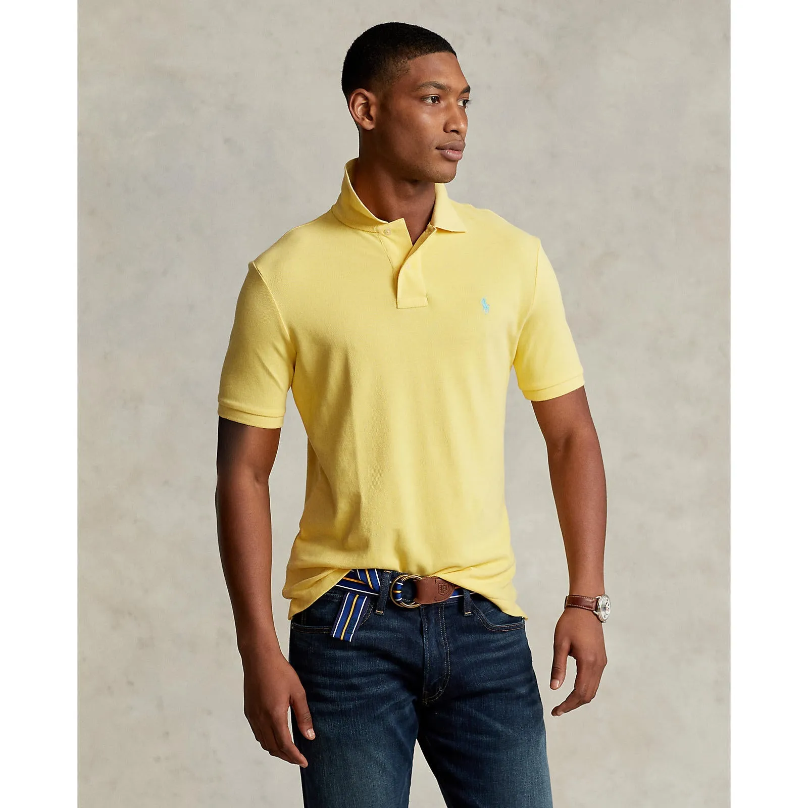 Custom Slim Fit Mesh Polo - Corn Yellow