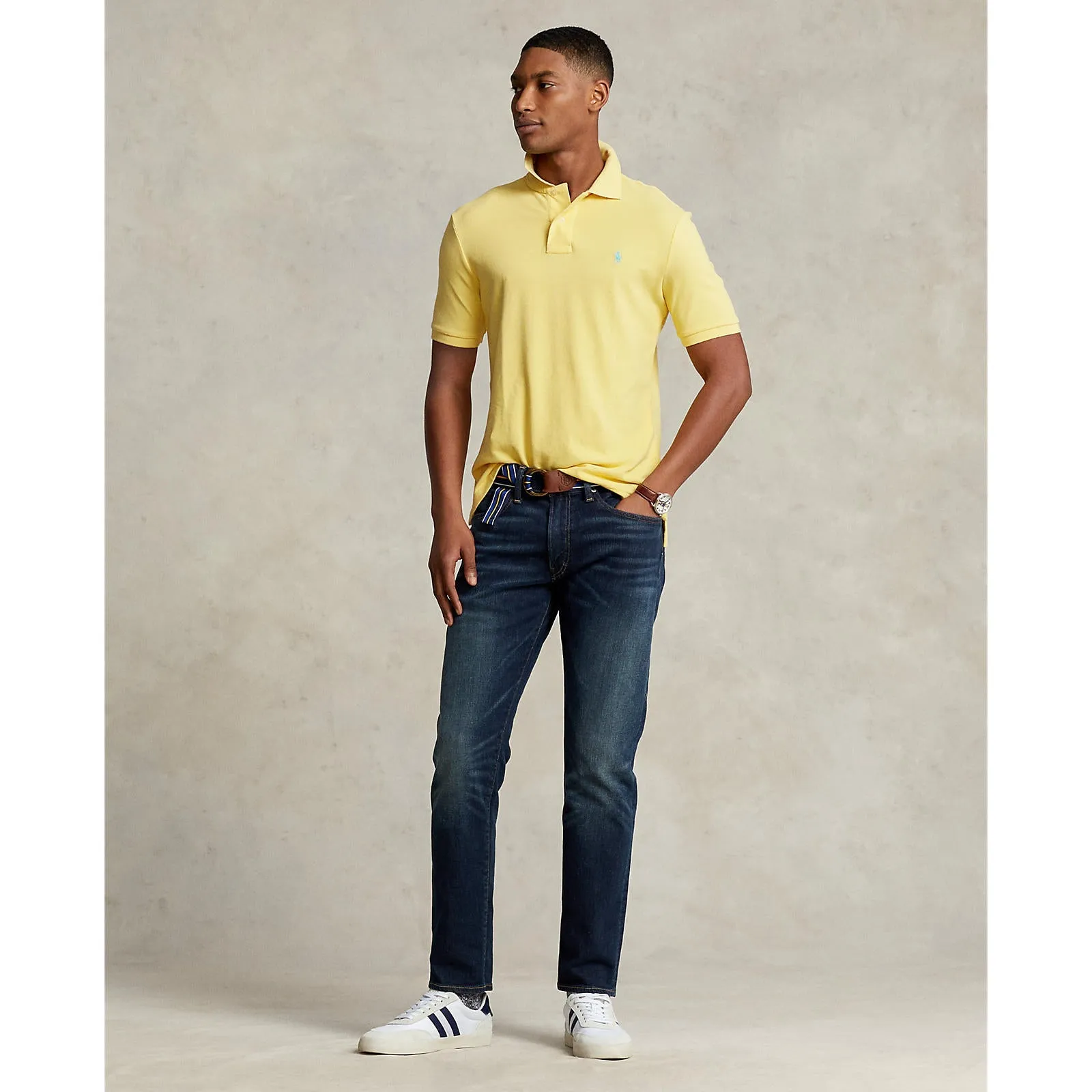 Custom Slim Fit Mesh Polo - Corn Yellow