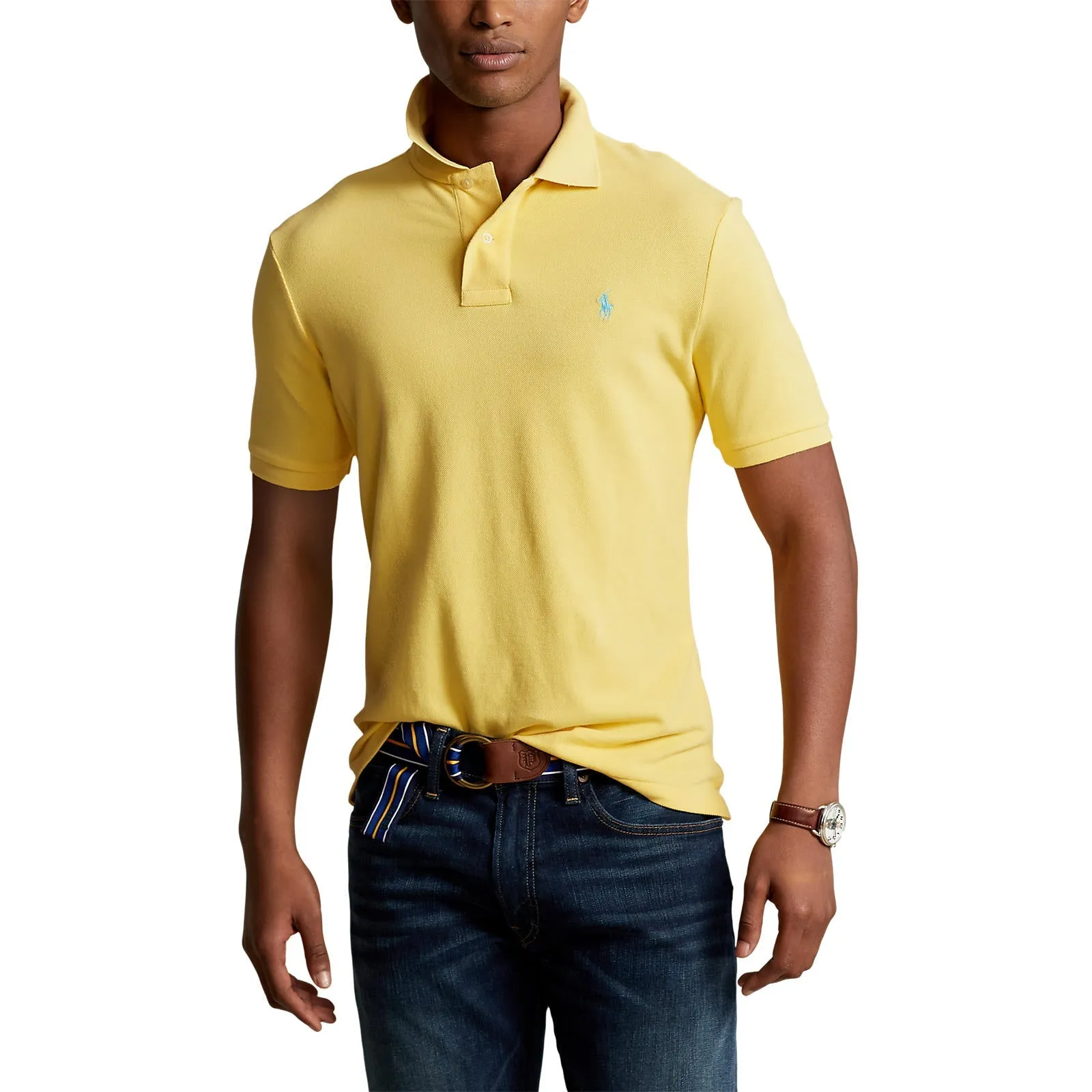 Custom Slim Fit Mesh Polo - Corn Yellow