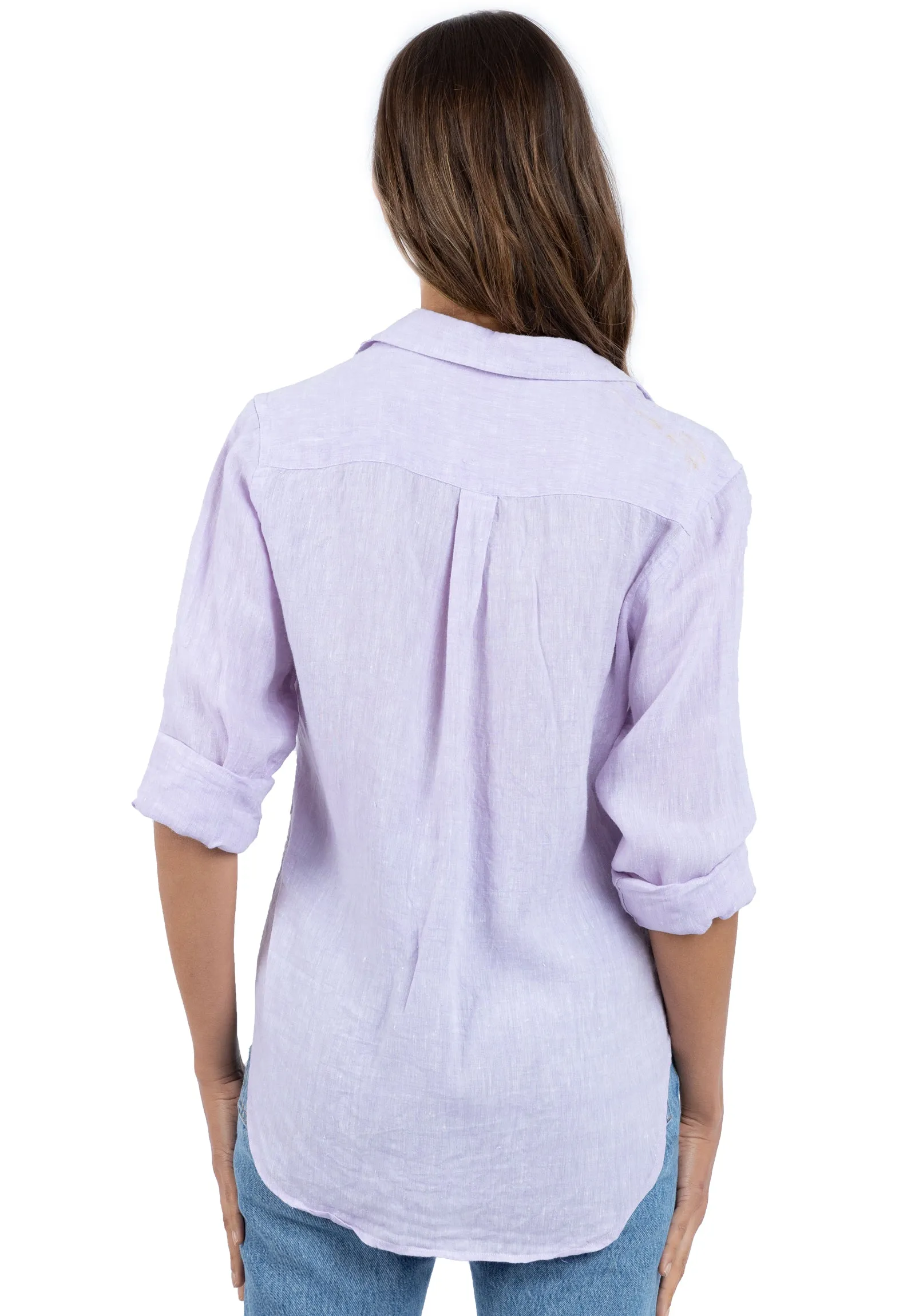 Iris Lilac Classic Fit Linen Shirt