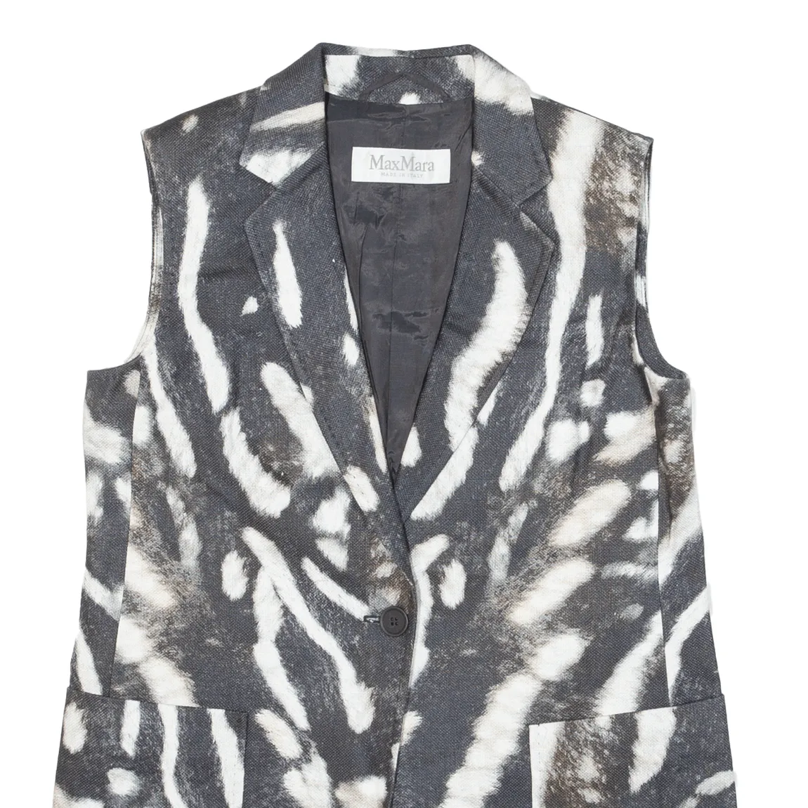 MAX MARA Womens Blazer Gilet Black Linen UK 10