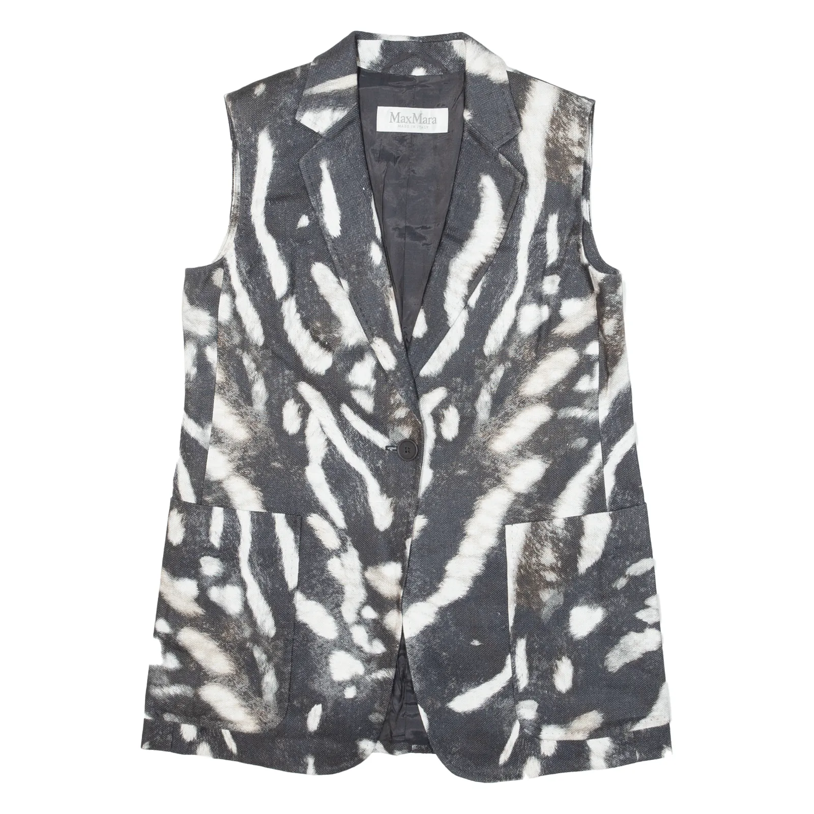 MAX MARA Womens Blazer Gilet Black Linen UK 10
