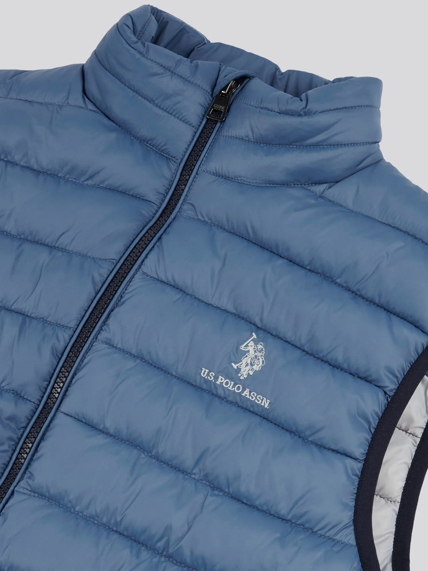 Mens Bound Quilted Gilet in Blue Horizon