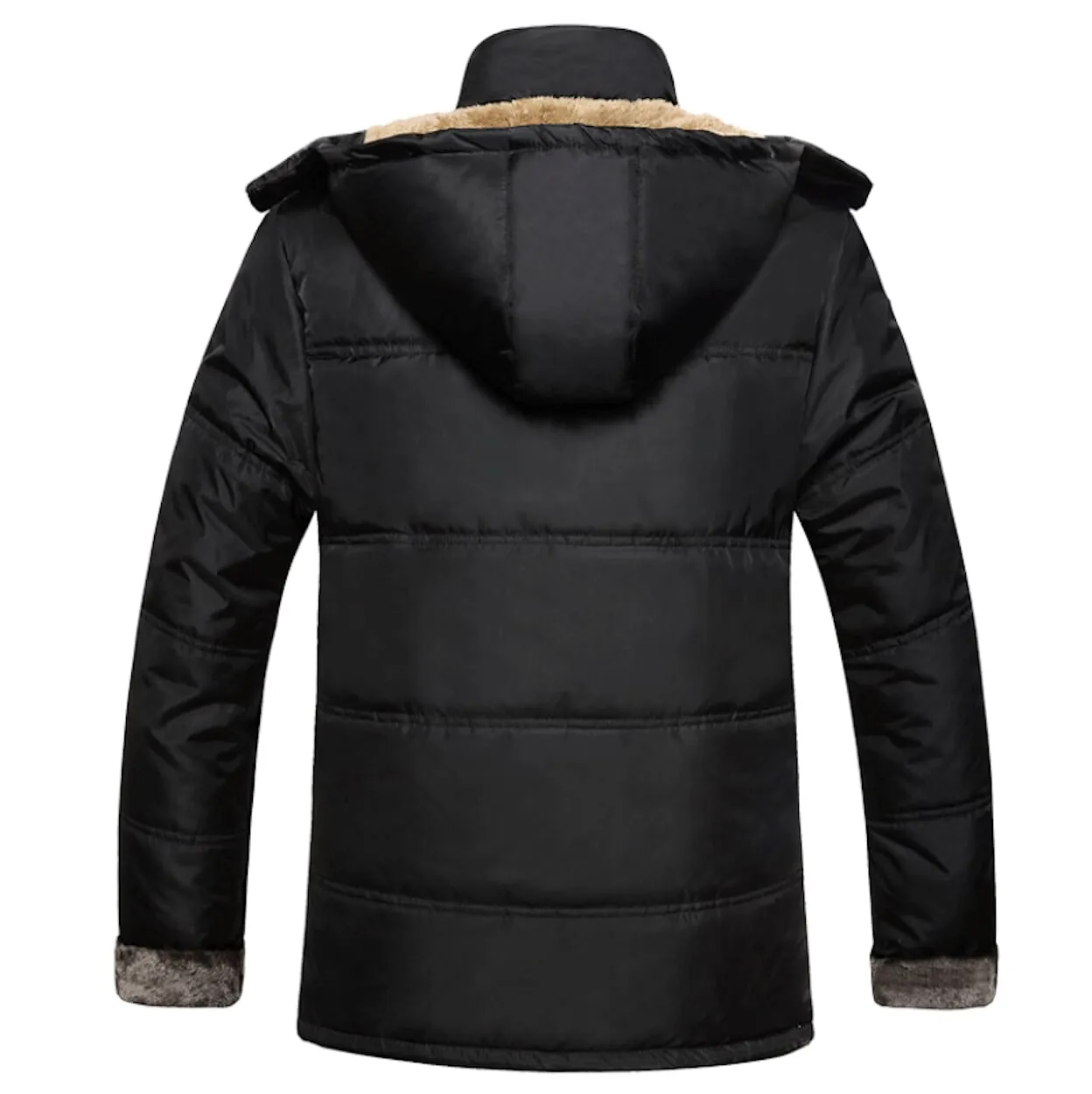 Mens Inner Fur Coat with Detachable Hood