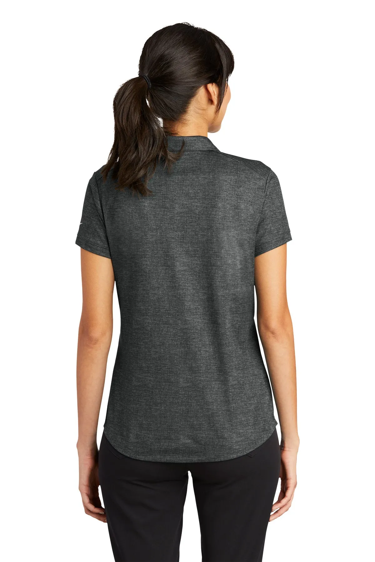 Nike Ladies Dri-FIT Crosshatch Customized Polos, Anthracite/ Black