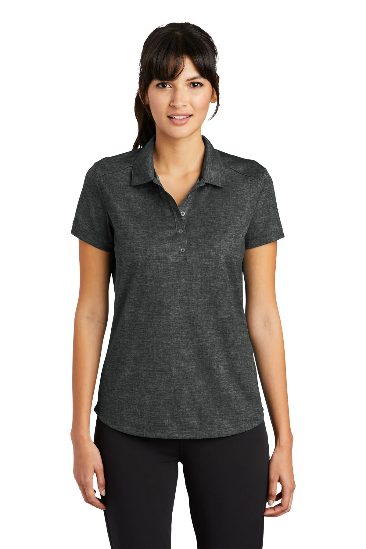 Nike Ladies Dri-FIT Crosshatch Customized Polos, Anthracite/ Black