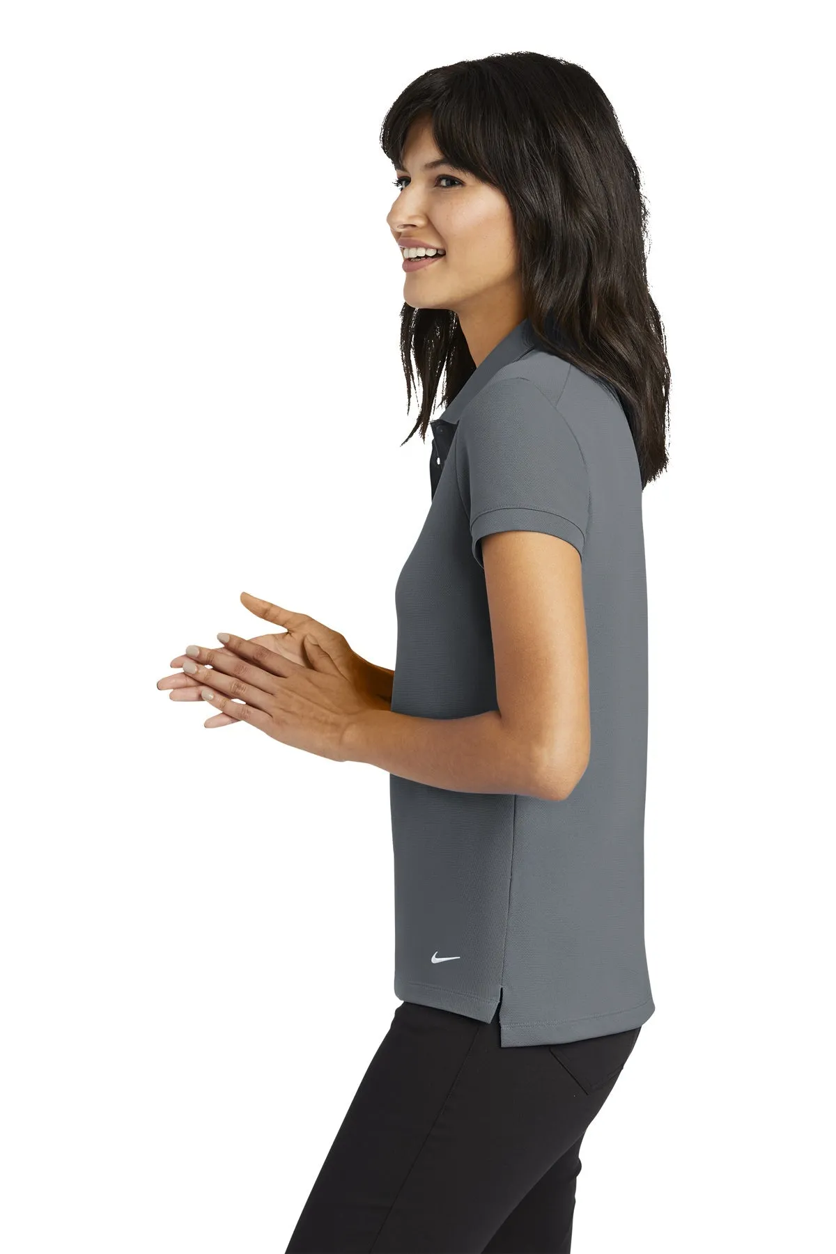 Nike Ladies Dri-FIT Icon Pique Modern Fit Custom Polos, Dark Grey