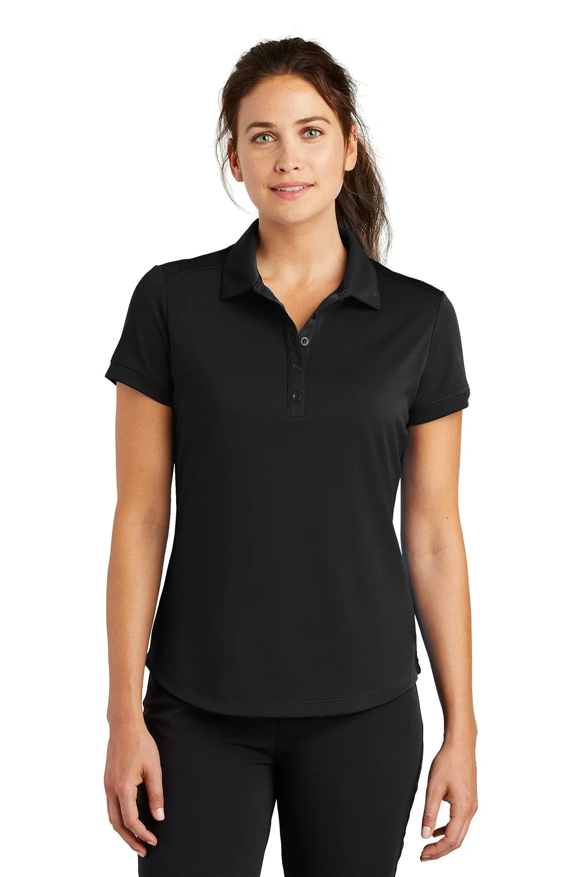 Nike Ladies Dri-FIT Players Modern Fit Custom Polos, Black