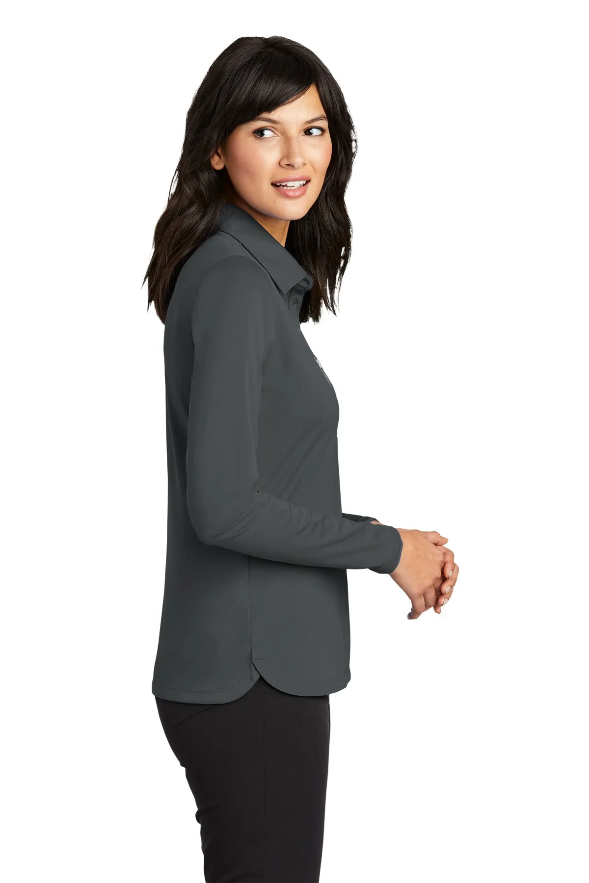 Nike Ladies Long Sleeve Dri-FIT Stretch Custom Polos, Anthracite