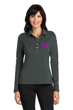 Nike Ladies Long Sleeve Dri-FIT Stretch Custom Polos, Anthracite
