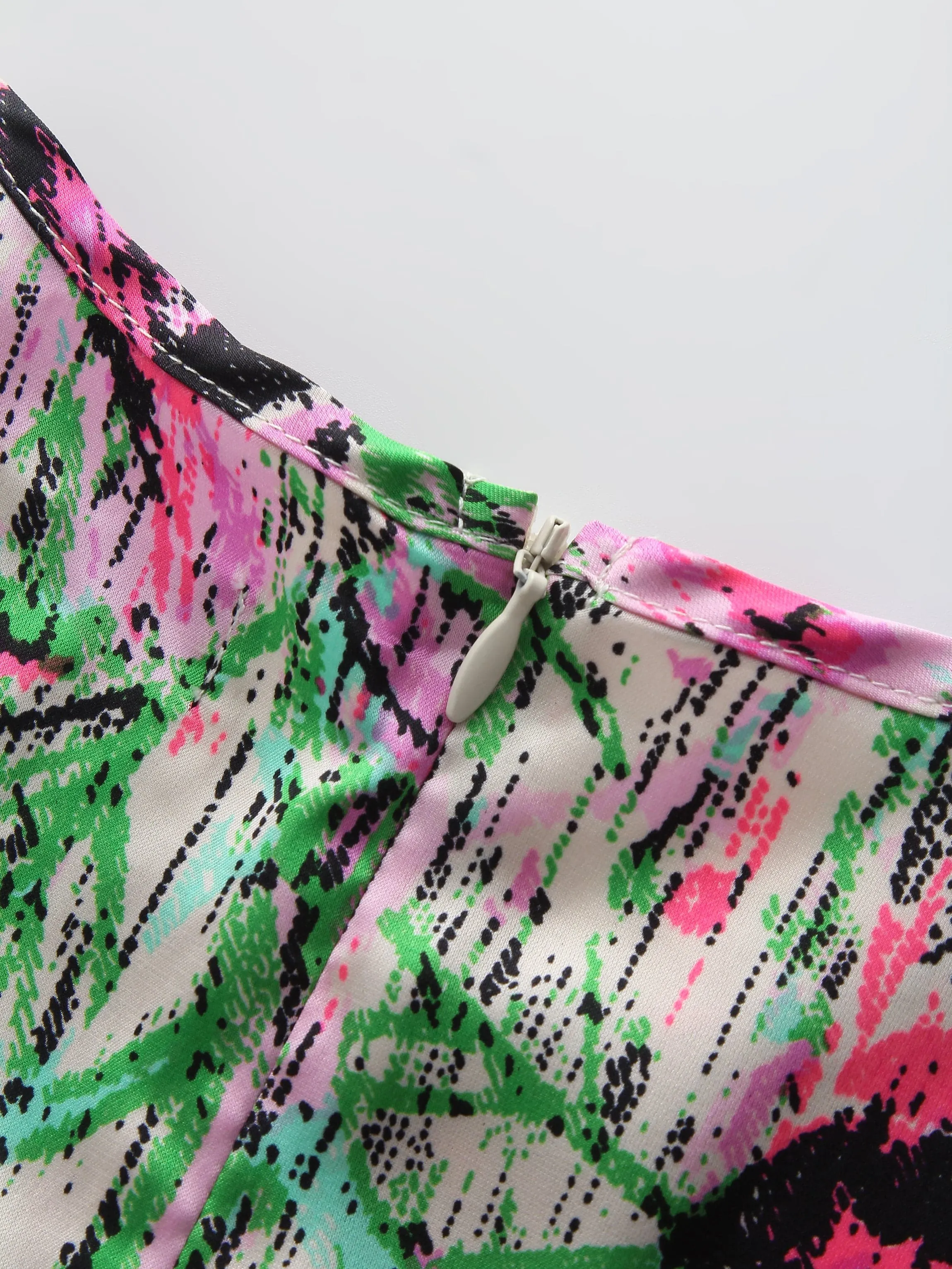 Pleated Slip Dress-Neon