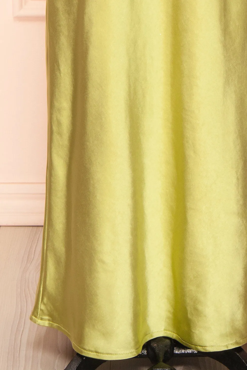 Ramona Green | Slip Dress w/ Floral Embroidery