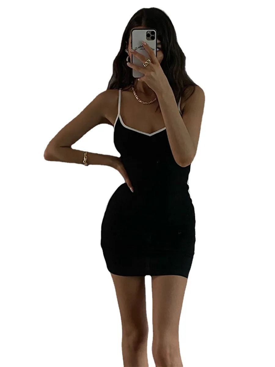 Summer Fashion Instunning Slim-Fit Peach Collar Slip Dress