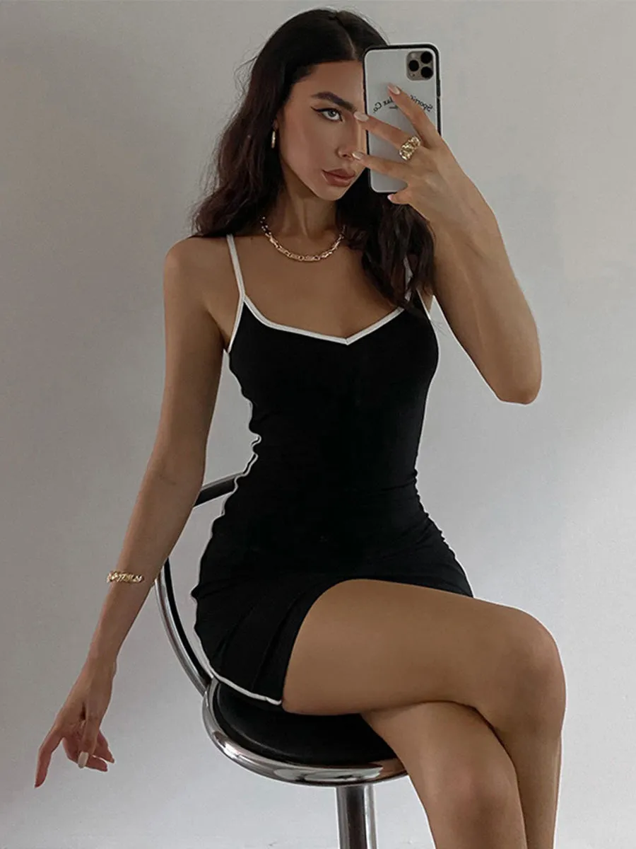 Summer Fashion Instunning Slim-Fit Peach Collar Slip Dress