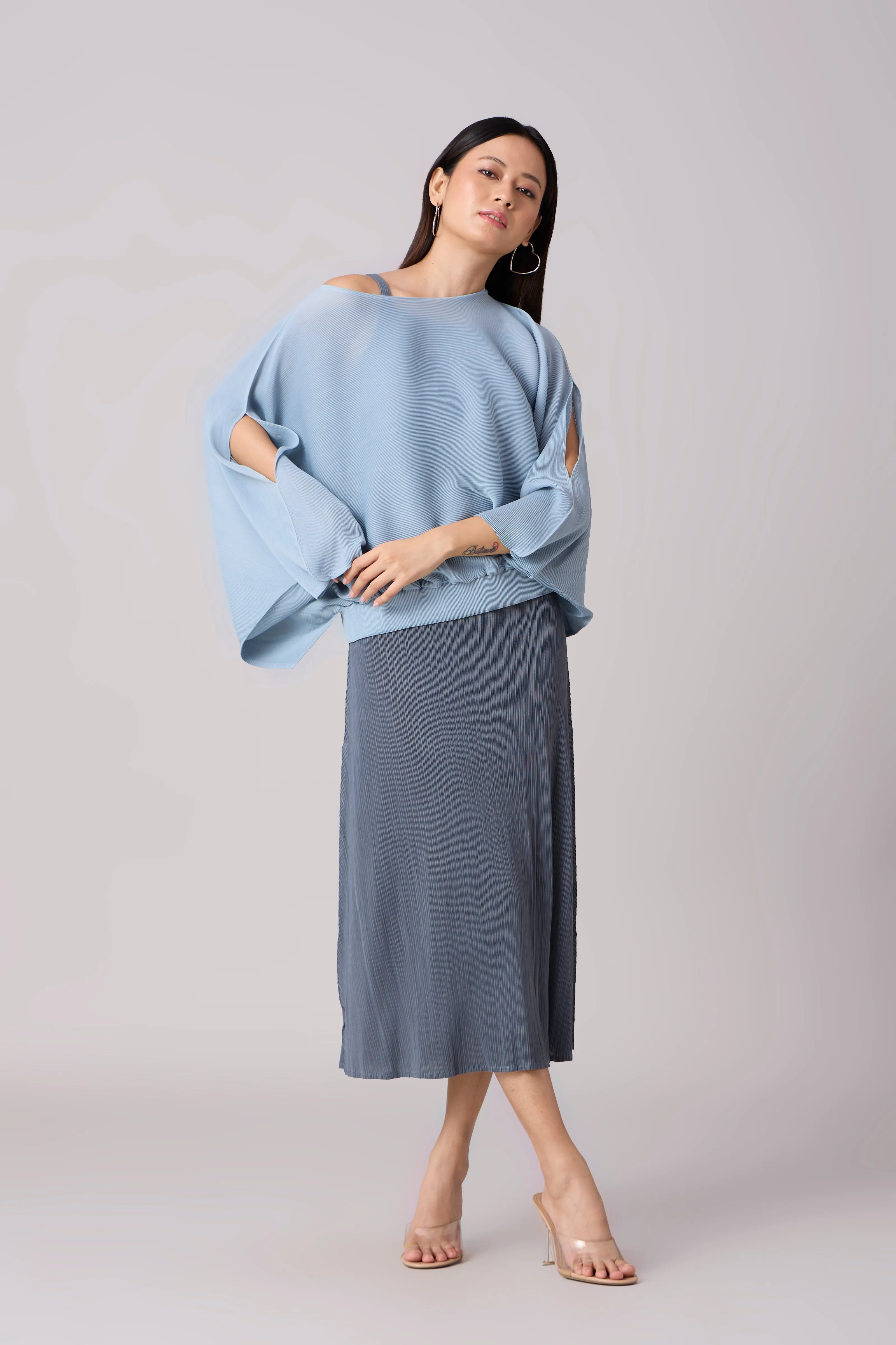 Willa   Cami Dress Set - Blue Grey