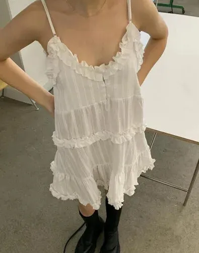 Women Thin Lace Up Solid Mini Dress Vintage Slip Edge of Fungus Lace Suspender Dresses for Women Sweet Cute Vestidos