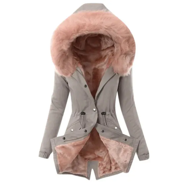 Women's Winter Hooded Fur-Lined Long Coat