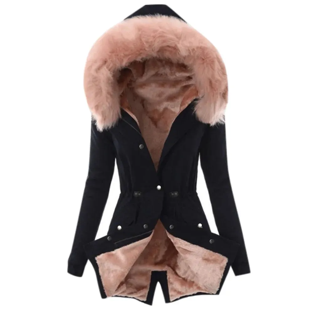 Women's Winter Hooded Fur-Lined Long Coat