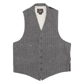 WOOLRICH Waistcoat Knit Gilet Grey Pinstripe Mens M